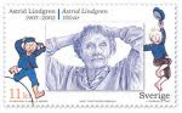 Astrid Lindgren frimärke i Tyskland och Sverige samtidigt