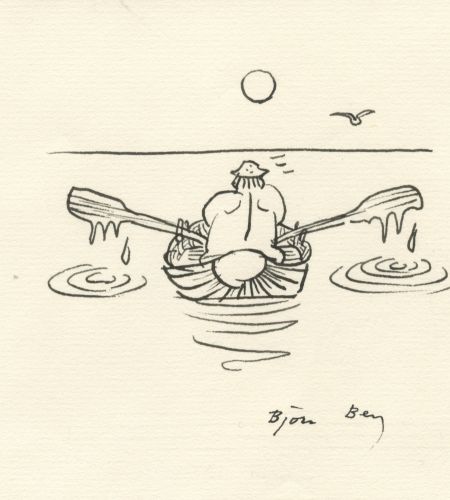 1996 passgubbar 12 januar naken rodd åror mås sol hav signerad